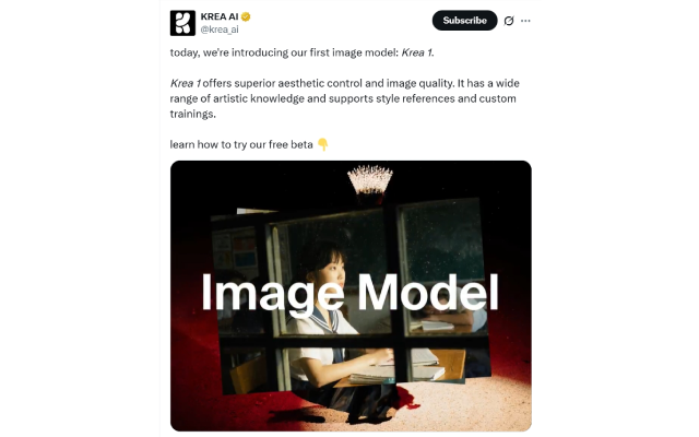AI图像生成新王者！Krea 1发布，免费试用解锁无限创意