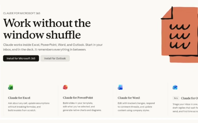 Anthropic 推出 Claude for Microsoft 365 覆盖 Office 全应用 + Outlook 公测